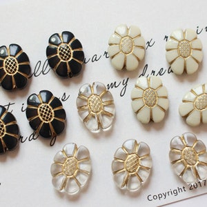 10PCS Vintage Sun perline di fiori, 15 -20mm perline ovali, Contorno in oro, Perline acrilici Resin, perline trasparenti, forniture di perline