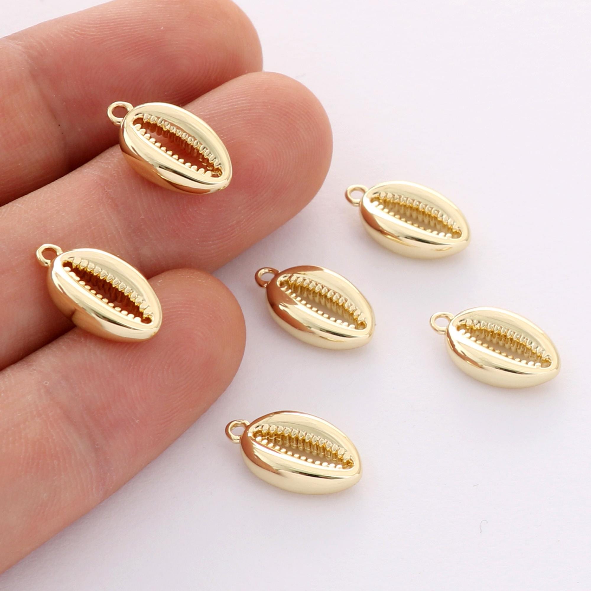 Real 14k Gold Dipped Real Natural Cowrie Shell,Natural gold dipped shell pendant,Gold Cowrie shell pendant charm,Cut Cowrie Shell Bead