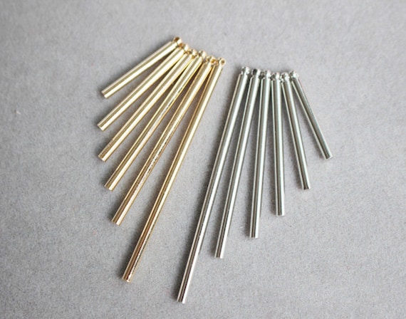 3928C-V-291 15x1mm 40 Pieces Raw Brass Round Bar Charm
