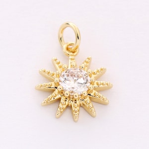 Real Gold Plated Sun Charm , Sun & Moon,Bracelet Necklace Pendant, Sunflower Charm,Necklaces Earring Pendant, Jewelry accessories
