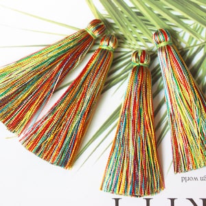 10pcs/50pcs/100pcs.Rainbow Mixed Color silk tassels, silky tassels, chunky tassels,7CM, tassels for jewelry, high quality, wholesale tassel