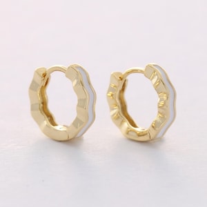 6pcs Real Gold Plated Zircon Leverback Earrings,Huggie Hoop Earrings,CZ Tiny Cartilage Hoops,Helix Hoop Earring Stack, Dainty Hoop Earrings