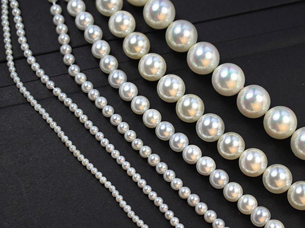 10 mm or 0.39 Loose Beads Faux Pearls White