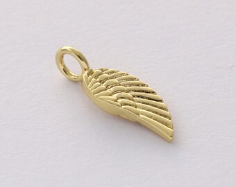 6 st. vingberlock i äkta guld, liten minivingberlock, guldvingehänge, liten vingeberlock, accessoarer för smyckestillverkning
