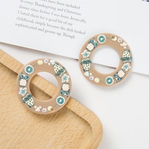 6pcs Cartoons Muster Kreis Charms geometrische Cellulose Acetat Charme Schmuck Charm Diy Schmuck Zubehör minimalistisch