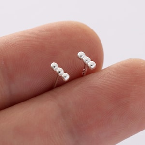 2pc Sterling Silver Tiny bar studs,Delicate bead bar earrings,Bar stud earrings,Simple Cartilage earrings,Stud bar earrings,Minimalist studs
