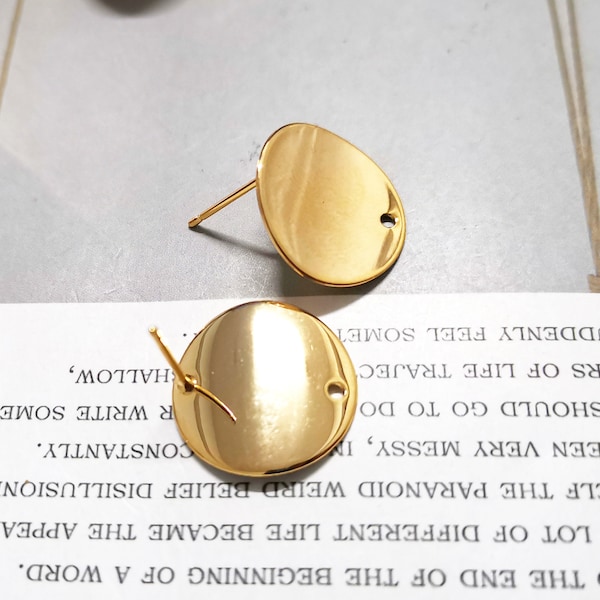 6PCS 18K Nickel frei Qualität Real Gold vergoldet Messing Ohrring Beiträge - Ohrring Stud - konvexe Oberfläche Ohr Ohr Stecker Ohrring Zubehör Schmuck machen