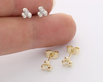 6pcs Real Gold Plated Flower Stud Earrings, Tiny Mini Dainty Earrings, Zircon Cartilage Earring Stud,Minimalist Accessories,Bulk