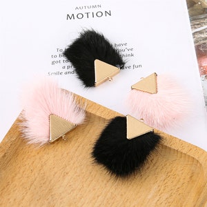 2pcs Mink furry Pompom Charm Pendant Fur Ball Charm Pom Pom Charms Paste Pom Jewelry Supplies