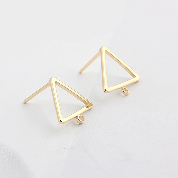 10pcs Faceted Geometric Earrings, Real Gold Plated Brass Geometric