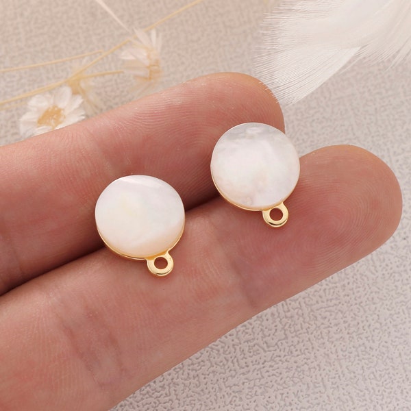 Quality Real Gold Plated Shell Earrings w/ ring,Shelll Stud Earring,Gold Earrings, ear wire,earring attachment,