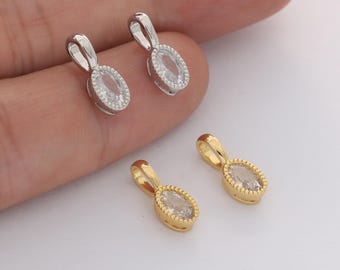 4pcs Real Gold Plated Sparkling CZ Pave Charm Delicate Oval Zircon Pendant For Necklace/Earring Jewelry Making DIY Materials Quality