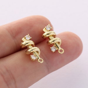 6pcs Real Gold Plated Bar Earrings, Zircon Stick Earrings, Stick Ear Wire, CZ Pave Earrings, Bar Ear Post, High Quality, Wholesale