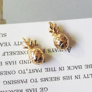 6pcs Real 18K Gold Plated Gold Dainty Pineapple Charm ,Fruit Charm,Food,Dessert,Gold Initial Charm