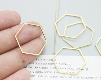 10pcs Raw Brass Hexagon Charm, Geometry Charms, Earring Findings, Jewelry Making, Diy Material, Jewelry Supplies