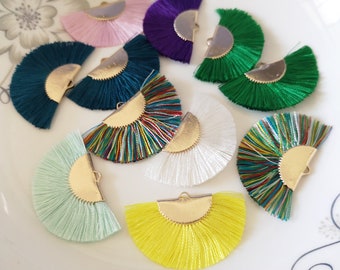 2pcs small fan tassels, silk tassels, silky thread tassels, tassels charm pendant, tassels for Jewelry，earrings supplies, finding