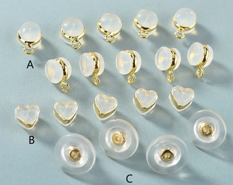 10PCS 18K Gold Plated Clutch Earring Backs,Backings,Silicone Ear Nuts,Ear Nuts,Earring Stopper Nuts,Safety Backs,Rubber Earring Back