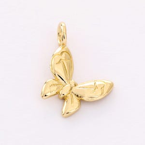Real 18k Shiny Gold Butterfly Charms, Butterfly Pendant, Dainty Charms, Necklace Charm, Bracelet Charms, Gold Plated Findings