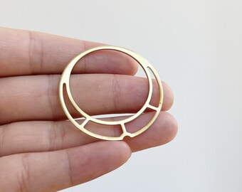 6pcs Raw Brass Circle Charm, Geometry Charms, Earring Findings, Jewelry Making, Diy Material, Jewelry Supplies