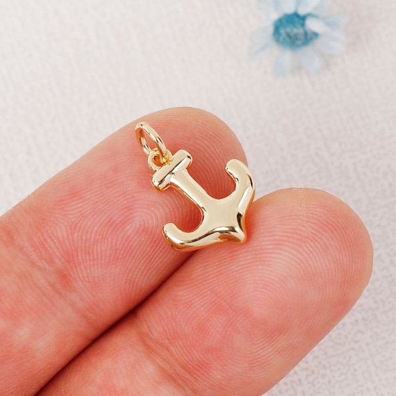 6pcs Nickel Free Real Gold Plated Anchor Charm,tag Charm,gold
