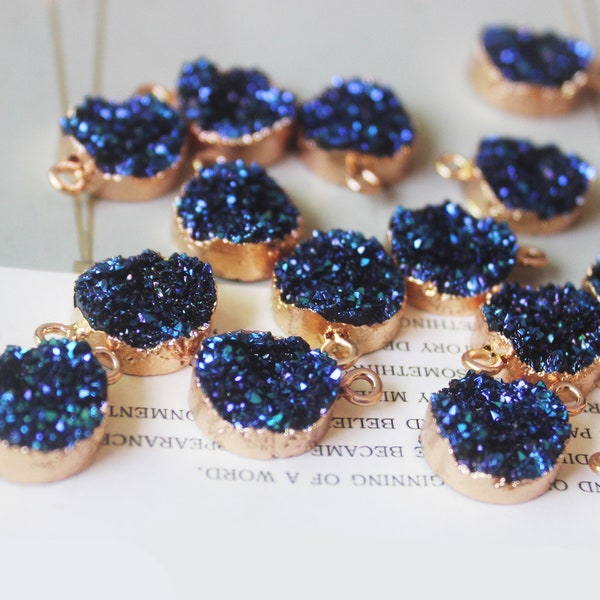 10PCS Round Imitation Druzy,Blue Druzy Charm, Resin Druzy Pendant Charm Drop, Bezel Gem Druzy, Jewelry Findings