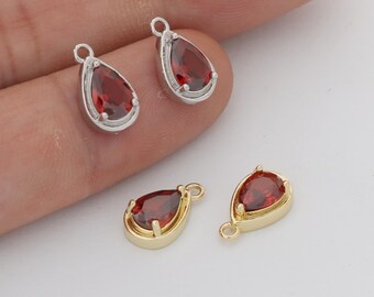 6pcs Real 18k Gold Plated Teardrop Charm, cz Pave Teardrop Pendant, Mini Teardrop Charm, diy Material, Bracelet Drop, Jewelry Making