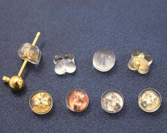10PCS 18K Gold Plated Clutch Earring Backs,Backings,Silicone Ear Nuts,Ear Nuts,Earring Stopper Nuts,Safety Backs,Rubber Earring Back
