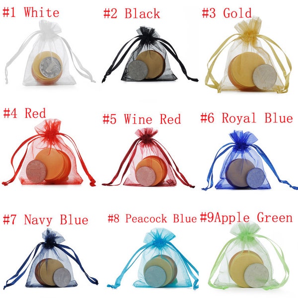 100PCS Organza Bags Sheer Fabric Favor Bags, For Wedding Favors, Drawstring Jewelry Pouch- Choose Your Color Combo