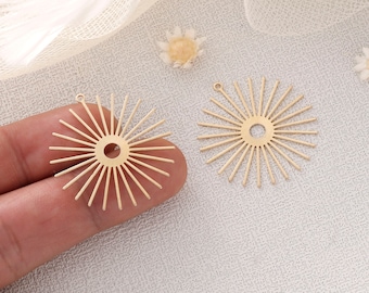 10pcs Raw Brass Sun Charm, Geometry Charms, Earring Findings, Jewelry Making, Diy Material, Jewelry Supplies