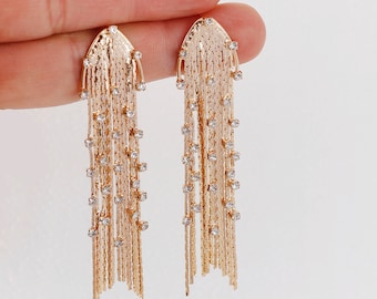 4pcs Real Gold Plated Tassel Earrings, Stick Bar Earring, High Quality, Nickel Free