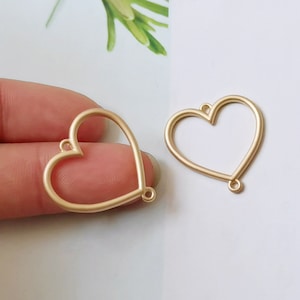 10pcs Alloy Charm,Matt Gold Heart Connector, Jewelry making, diy Material