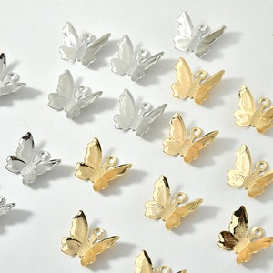 10pcs Real 18k Shiny Gold Butterfly Charms, Butterfly Pendant, Dainty Charms, Necklace Charm, Bracelet Charms, Gold Plated Findings