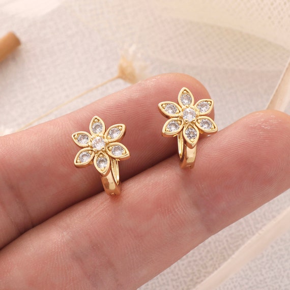 6pcs Real Gold Plated Flower Leverback Earrings,french Clip