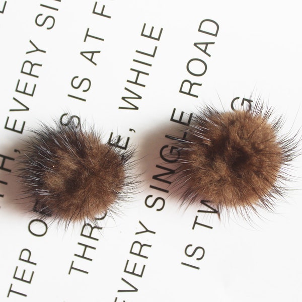 5PC 4cm Brown Mink furry Pompom Charm Pendant Fur Ball Charm Pom Pom Charms Paste Pom Jewelry Supplies