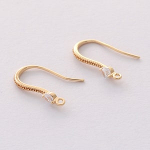 10 Stück Echt vergoldet Messing Ohr Draht Zirkon Pave Krieg Haken Baumeln Ohrring Haken Ball Französisch Haken Ohr Drähte Ohrringe Zubehör Komponenten