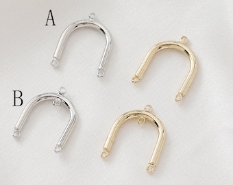 10PCS. 18k Real Gold Plated u shape earring connector, jewelry making material
