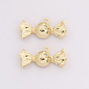 Thick Gold Color Candy Pendant, Minimalist Sweet Jewelry Charm, Candy Charm Bracelet Necklace for Necklace Earring Jewelry Making