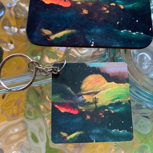 Space Odyssy Disc Golf Keychain Discgolf  Frisbee Golf  Disc Gift Keychain Sublimated Gift Metal Car Accessory Space Disc Golf Basket