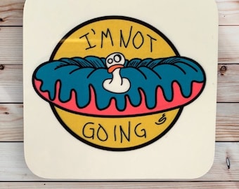 I’m Not Going Wade Duck Frightened Wooden Coaster Gift 80s Coaster 90s nostogia Garfield and Friends Coaster Duck Coaster