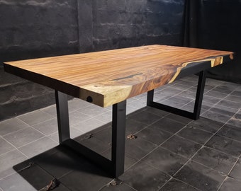 Custom Live Edge Hand-Crafted Acacia Dining Table | Epoxy Resin Fills | Gaming | Family | Work | Desk | Kitchen | Slab Table