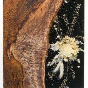 Wall Art: Handcrafted Reclaimed Wood & Botanical Art Resin Inlay Panel | Unique Bespoke Statement Piece | Customisable Nature-Inspired Decor