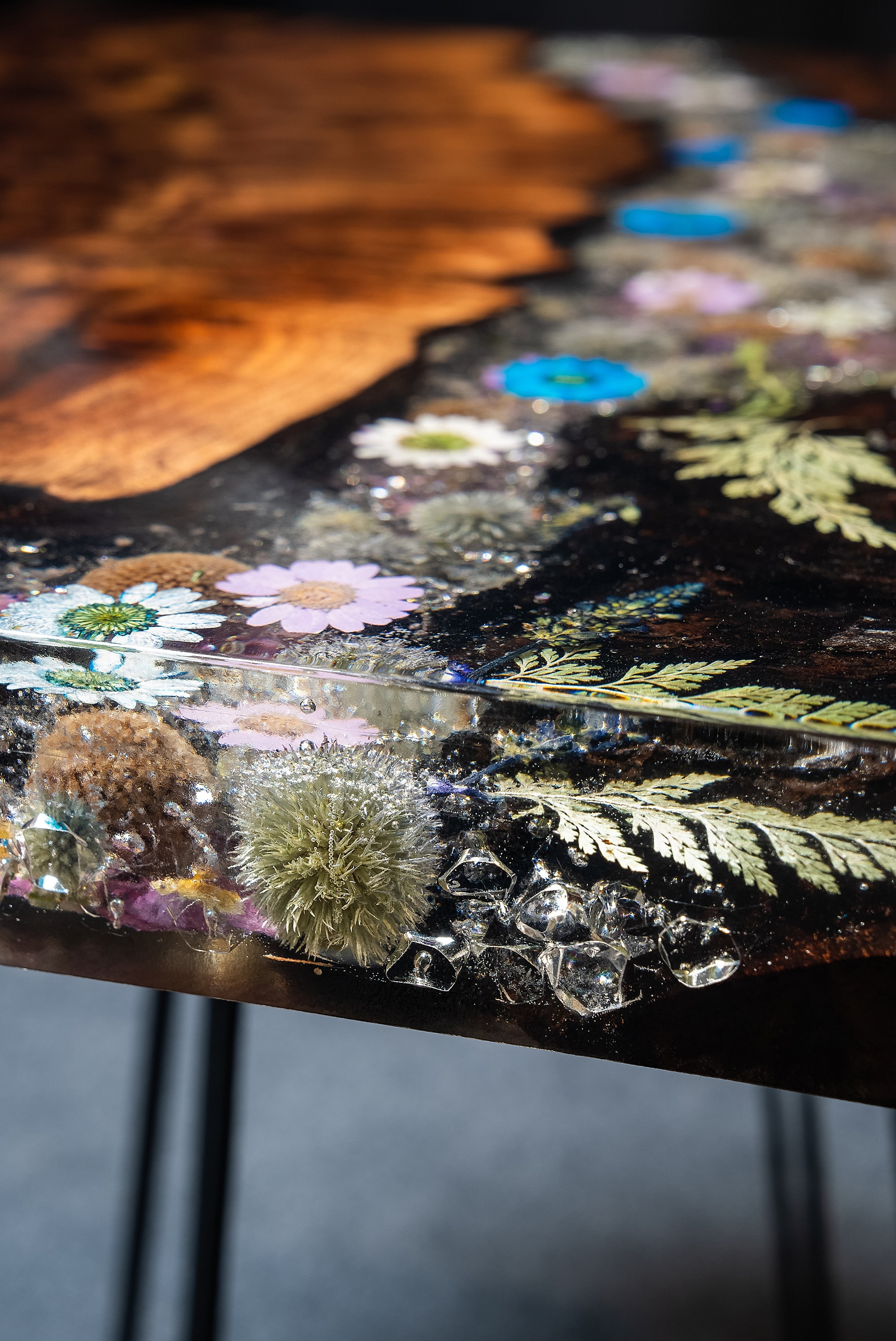 Mosaic Epoxy Table Top With Acacia Wood , Dining/coffee/bartop