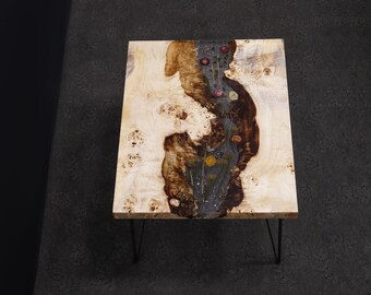 Customisable Poplar Burl Wall Art with Floral ArtResin Inlay - Reclaimed Wood - Personalised Home Art Décor - Customise Your Piece Today!