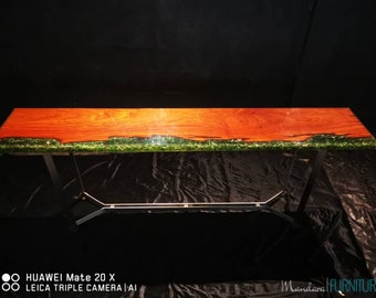 Rare Find! Single Slab Hardwood Console Table Top Epoxy Resin; Hand-Crafted Customisable Console Table