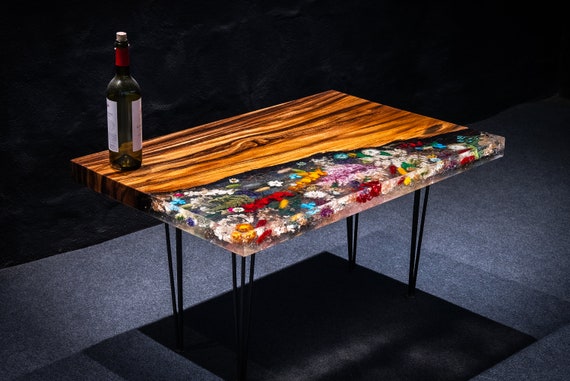 Coffee Table With Floral Artresin Inlay Bespoke Artistry: Handcrafted  Salvaged & Reclaimed Wood Personalised Home Decor-customise YOURS 