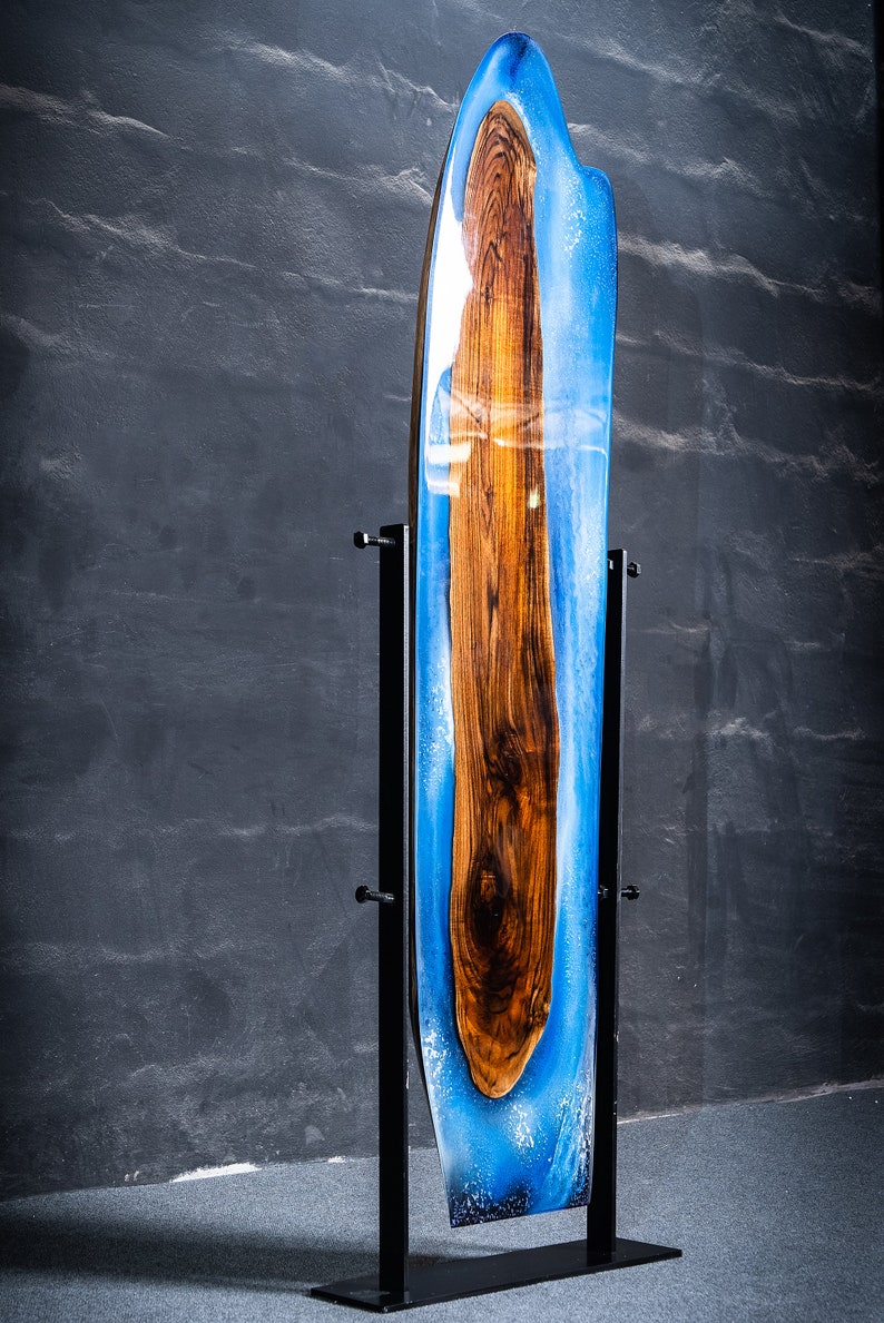 Bespoke Artistry: Reclaimed Walnut Board Oceanic Elegance with High Gloss & Trim Unique Decor Art Message To CUSTOMISE YOURS image 2