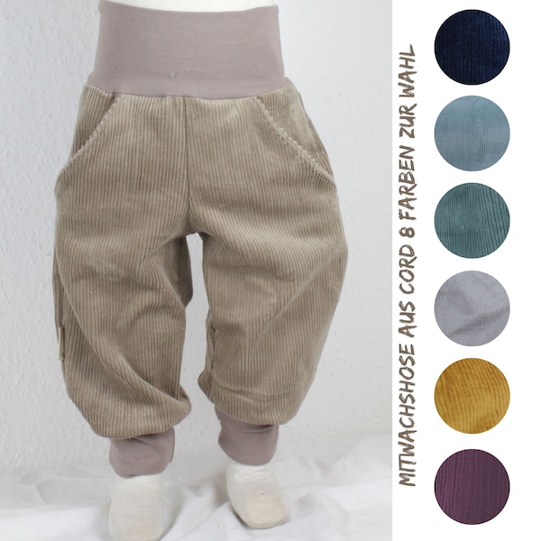 Wax trousers made of corduroy, eight colors to choose from, ochre, emerald, dark blue, ice blue, sand, grey, plum, mint green, corduroy trousers