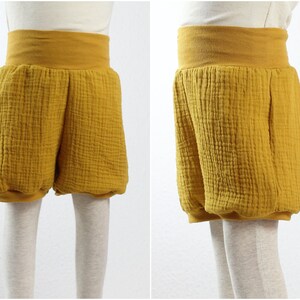 Muslin shorts, muslin shorts, five colors to choose from, navy, mustard yellow, mint, olive, old pink senfgelb