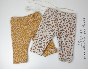 Cotton-jersey and linen-jersey leggings, two patterns to choose from, leo print, streuflomchen, leggings