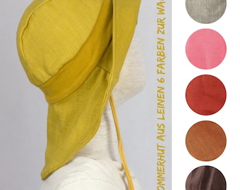 Sun hat/summer hat made of linen, six colors to choose from, ochre, pink, cognac, terracotta, brown, sand